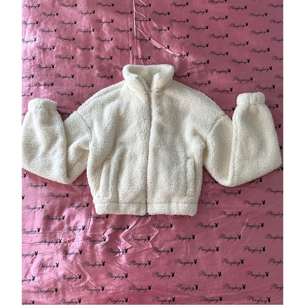 Garage Cream Sherpa Zip Up Jacket